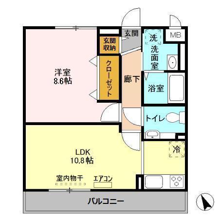 ロイヤルパレス市川(1LDK/1階)の間取り写真