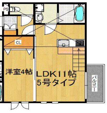 AMPIO千早南(1LDK/2階)の間取り写真