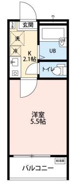 グランスクエア中野島(1K/2階)の間取り写真