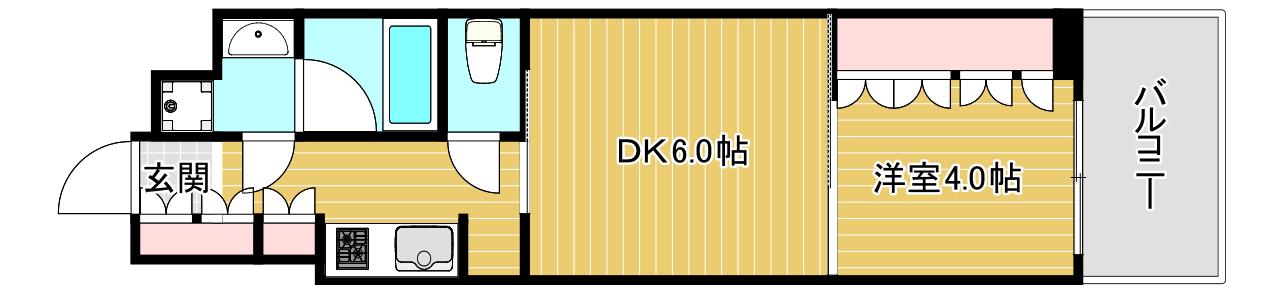 ブランズ北堀江プレイス(1DK/6階)の間取り写真