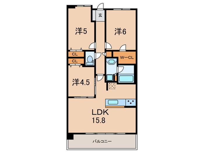プレディア住吉甲南町(3LDK/4階)の間取り写真