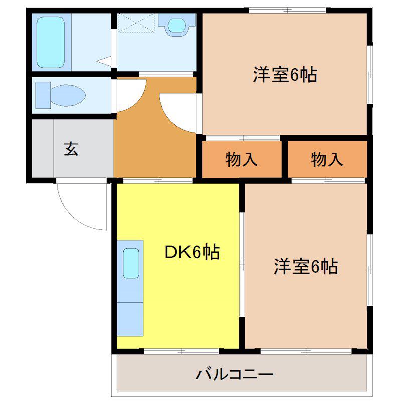 セントラル(2DK/1階)の間取り写真