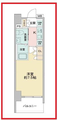 ラドゥセールお花茶屋I(1K/2階)の間取り写真