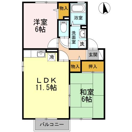 アークフラッツ(2LDK/2階)の間取り写真