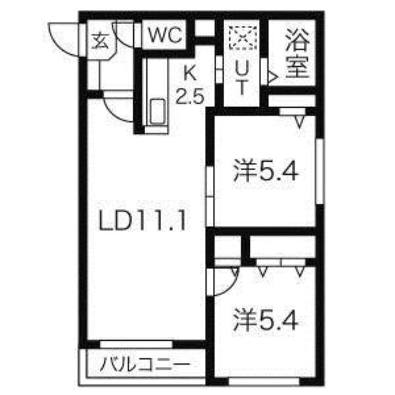 グローリー伏見(2LDK/4階)の間取り写真