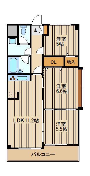 シャトー本多(3LDK/3階)の間取り写真