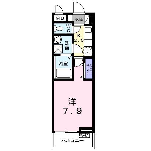 アペルト泉佐野V(1K/2階)の間取り写真