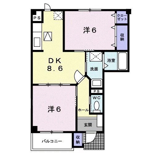 プレジール(2DK/1階)の間取り写真