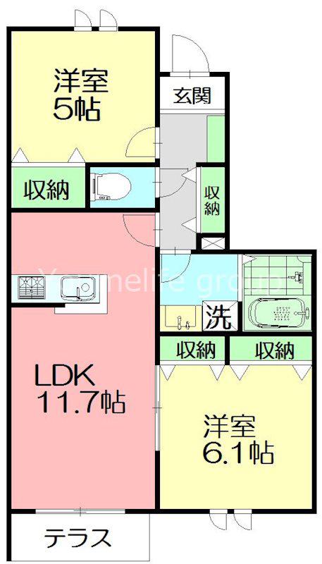 メゾンルミエール(2LDK/1階)の間取り写真