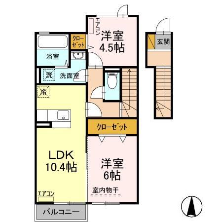 MAISON DE 府中(2LDK/2階)の間取り写真