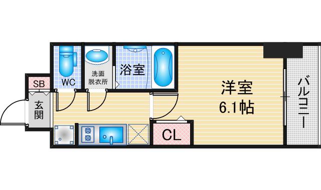 ディアレイシャス名古屋浄心II(1K/4階)の間取り写真