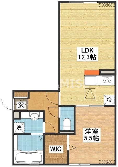 ラフィット(1LDK/2階)の間取り写真