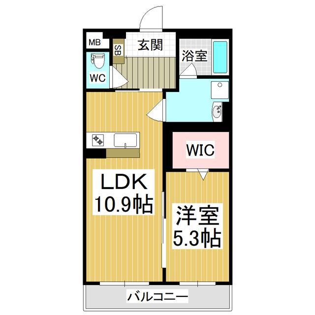 コンフォーティア南松本(1LDK/4階)の間取り写真