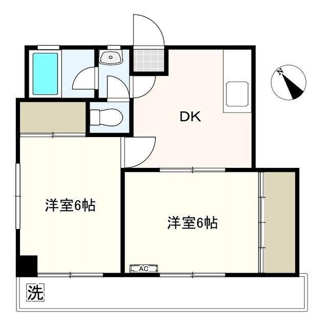 ビレッジハウス13(2DK/1階)の間取り写真