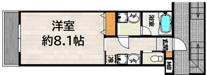 ワコーレヴィアーノ神戸片山町1丁目(1K/1階)の間取り写真