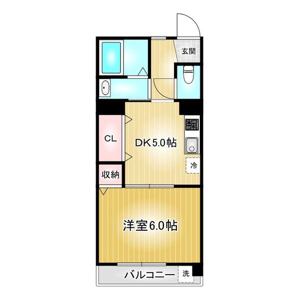 グランドマンション向陽(1DK/2階)の間取り写真