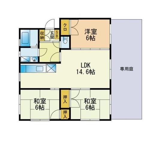 エクセレント・フジ2(3LDK/1階)の間取り写真