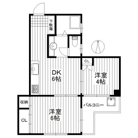 第二代田ニューハイツ(2DK/2階)の間取り写真
