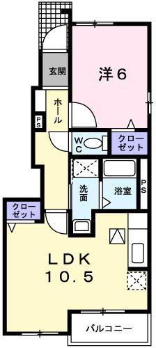 ルックス・ベリターティス(1LDK/1階)の間取り写真