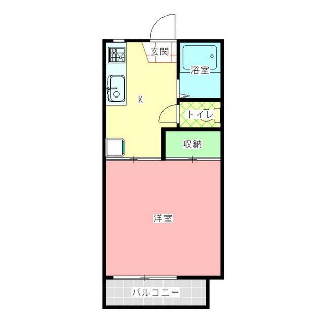 メゾンリバーグリーンB(1K/2階)の間取り写真