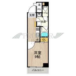 CITY SPIRE上本町(1K/3階)の間取り写真