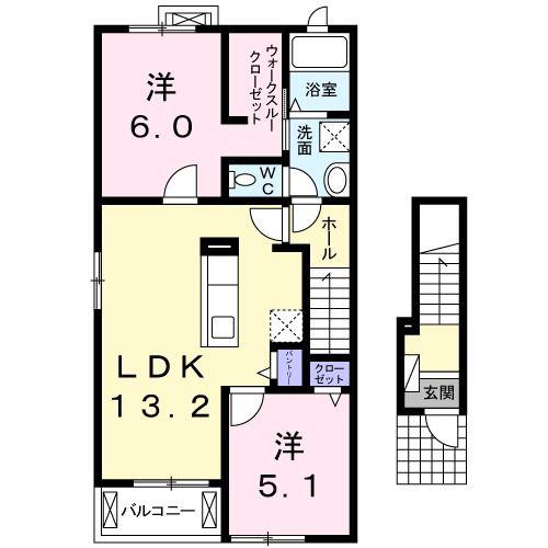 フリーデ(2LDK/2階)の間取り写真