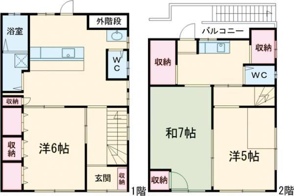 菊水町文化 北棟(3DK/1階)の間取り写真
