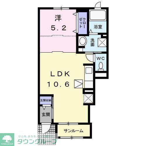 エアリーガーデン(1LDK/1階)の間取り写真