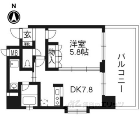 音羽ハイツ(1DK/4階)の間取り写真