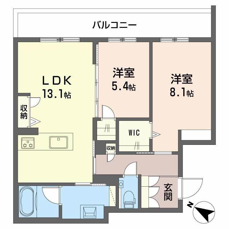 地下鉄名城線 西高蔵駅 徒歩2分 4階建 新築(2LDK/2階)の間取り写真