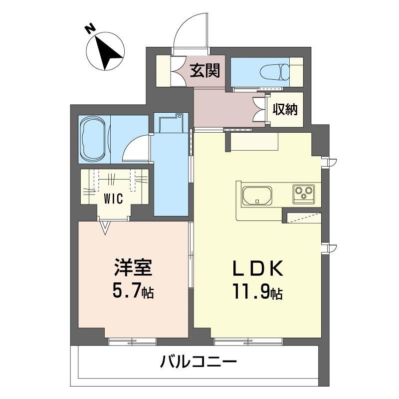 エフローレ東越谷リヴ・ゴーシュ(1LDK/1階)の間取り写真