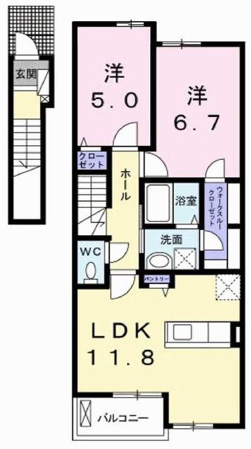 ビガ・アナディエンテ(2LDK/2階)の間取り写真