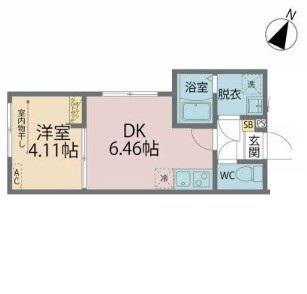 カインドネス新座ノース(1DK/2階)の間取り写真