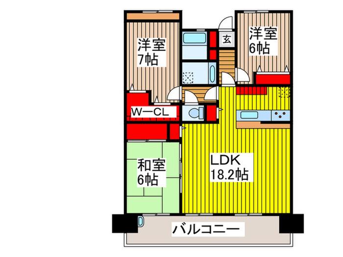 キララガーデンフロントコート(3LDK/14階)の間取り写真