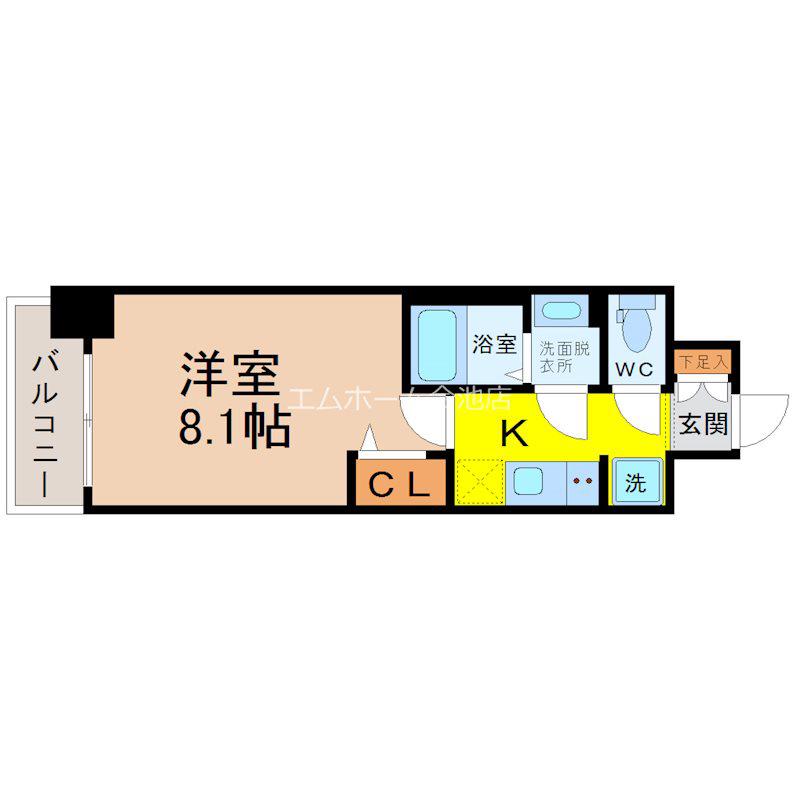 ファスティーナ志賀本通(1K/5階)の間取り写真