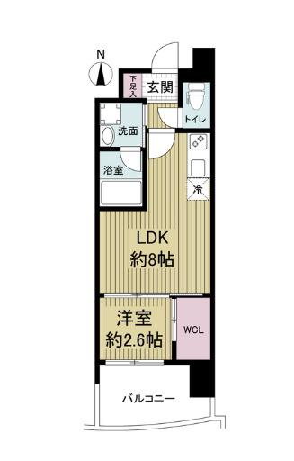 セレニテ神戸元町プリエ(1LDK/12階)の間取り写真