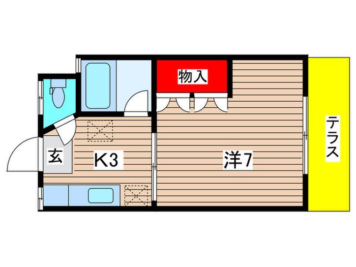 グレンディールV(1K/2階)の間取り写真