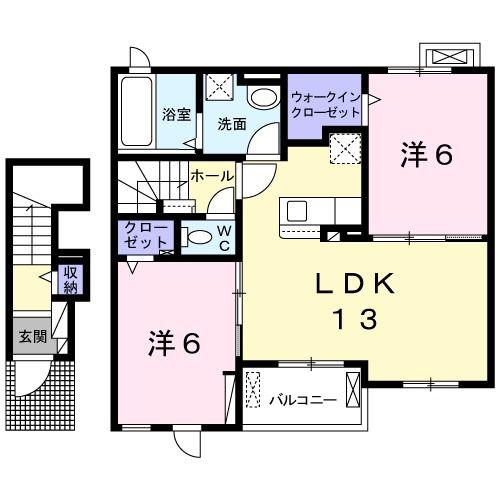 レゼール I(2LDK/2階)の間取り写真