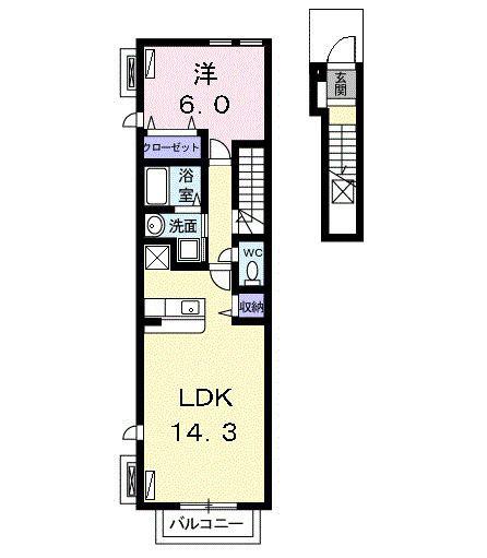 ロイヤル本前田(1LDK/2階)の間取り写真