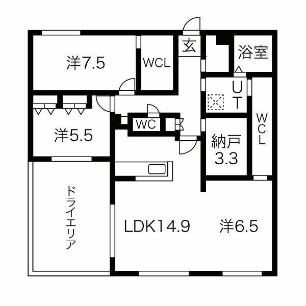 ジョイス宮の森レジデンス(3LDK/1階)の間取り写真