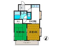 ダイヤハイツ西門(2LDK/1階)の間取り写真