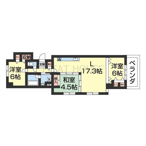スカイビューけやき(3LDK/4階)の間取り写真