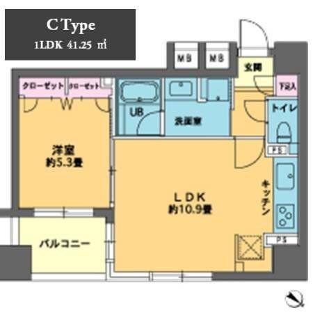 カスタリア人形町II(1LDK/1階)の間取り写真