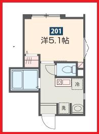メルディア梅島テン(1K/2階)の間取り写真