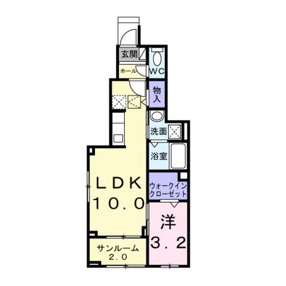 リバーサイド伴(1LDK/1階)の間取り写真