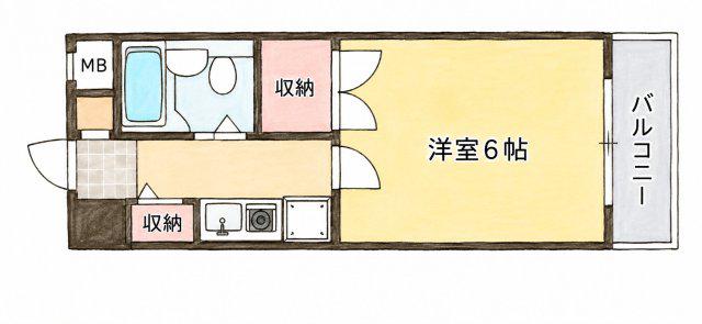 ル・シェルンパートⅡ(1K/4階)の間取り写真