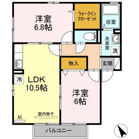 ラフィーネY(2LDK/2階)の間取り写真