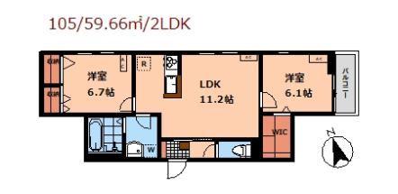 CASA ROSETO(2LDK/1階)の間取り写真