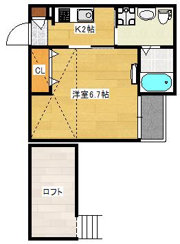 草津東フットパス(1K/2階)の間取り写真