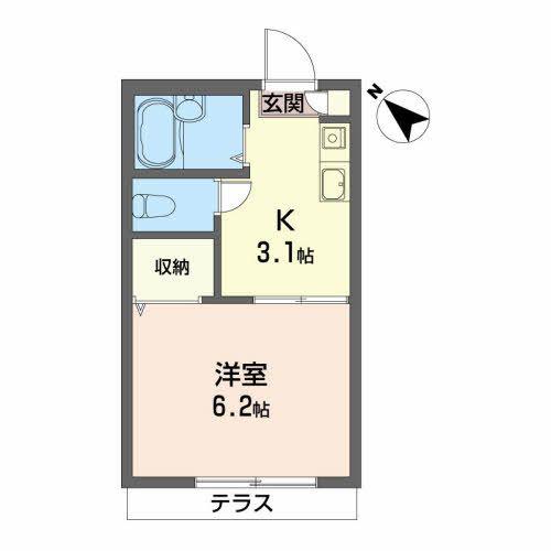 ハイツフレグランス(1K/1階)の間取り写真